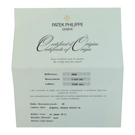 certificate of origin patek philippe|Patek Philippe website.